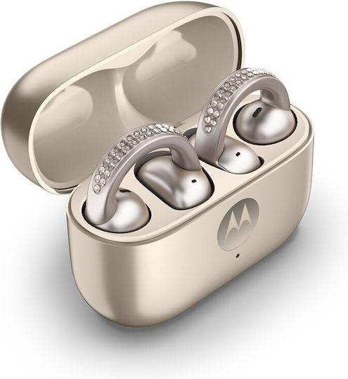 Motorola Moto Buds Loop Bluetooth Handsfree Ακουστικά με Αντοχή στον Ιδρώτα και Θήκη Φόρτισης Μπεζ