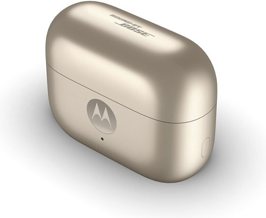 Motorola Moto Buds Loop Bluetooth Handsfree Ακουστικά με Αντοχή στον Ιδρώτα και Θήκη Φόρτισης Μπεζ