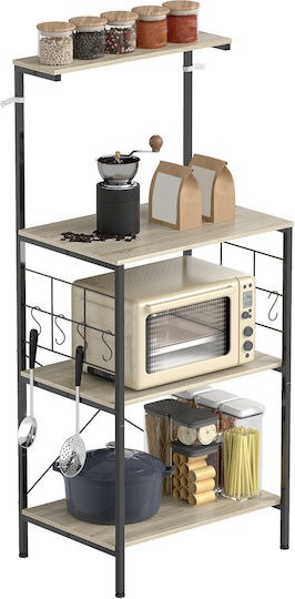 HomCom Kitchen Rack Metallic 4 Tiers Black 60x42x134.5cm