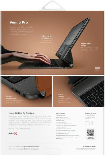 Uniq Case Venno Pro Magnetische Smart Tastatur für iPad Air 11 2024/25 Air 10,9 2022/20