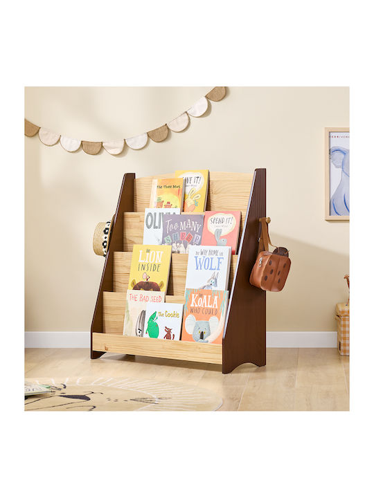 Kids Wooden Bookcase Gray 91x30x89cm