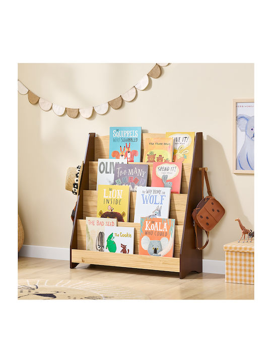 Kids Wooden Bookcase Gray 91x30x89cm