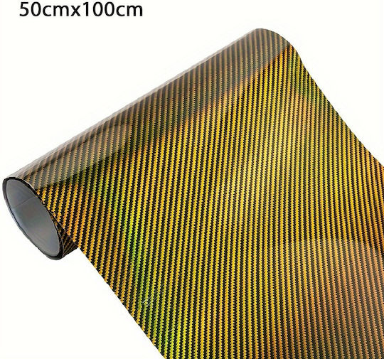 Metalized Carbon Fiber Film 50*100cm Heat Shrink W17911y Black Gold
