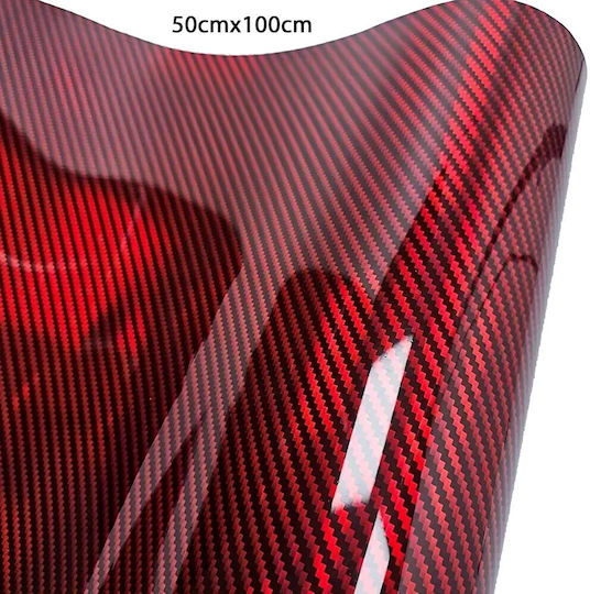 Metallic Carbon Fiber Headlight Film 50*100cm W17911r Black Red