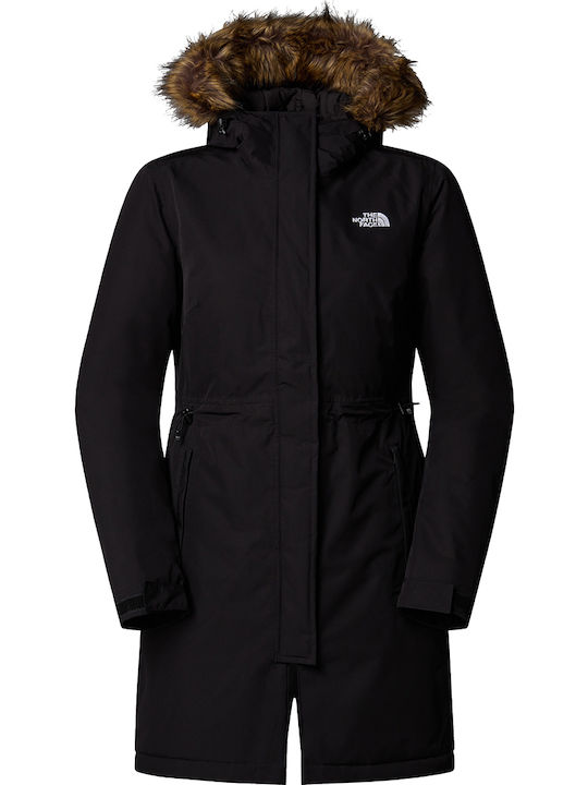 Zaneck Women's Long Parka Jacket for Winter with Hood Black
