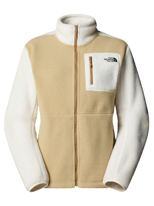 Yumiori Full Zip Fleece Fleece Damen Jacke in Beige Farbe