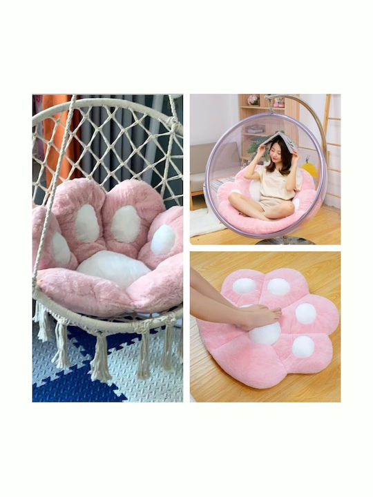 Decorative Pillow Flippy Cat Paw Pattern Plush Chair Sofa Floor 80 X 70 Cm Pink