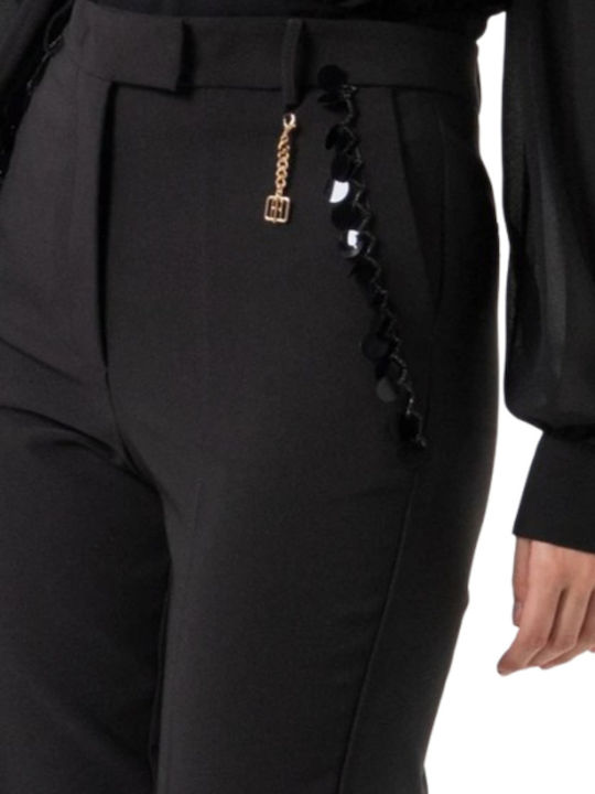 Damen Chino Hose in Bootcut Passform Schwarz