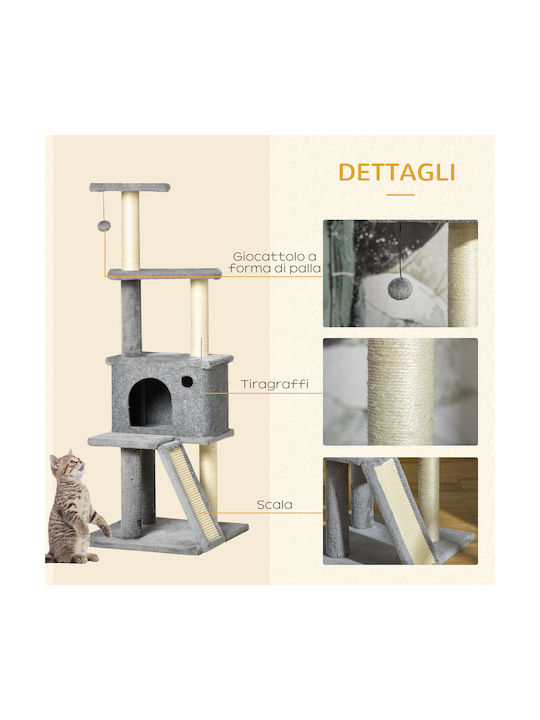 Pawhut Brad Stâlp pentru zgâriat pisici Copaci pentru pisici Gri 48x48x125cm