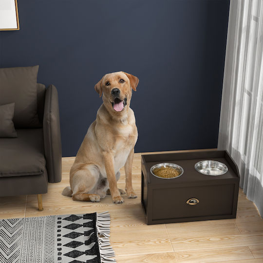 Pawhut Stainless Steel Food Bowl for Dog & Cat 2L 60x30x36cm
