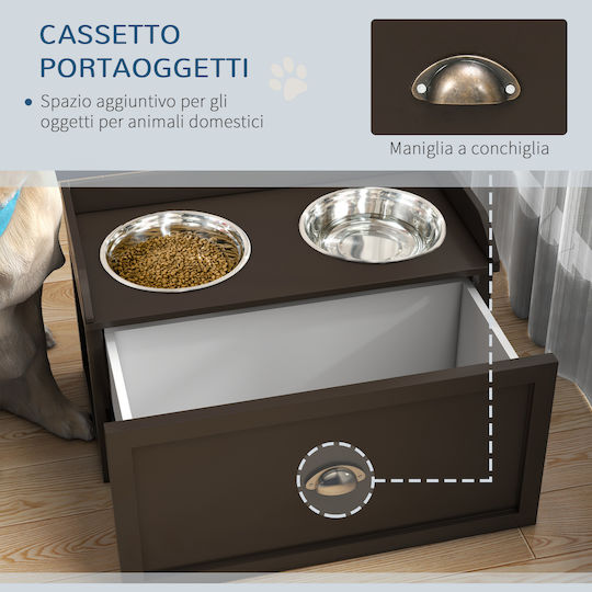 Pawhut Stainless Steel Food Bowl for Dog & Cat 2L 60x30x36cm