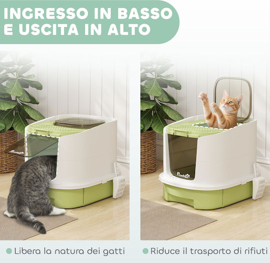 Pawhut Cat Toilet Closed Green L40.5 x W52.5 x H42.5cm