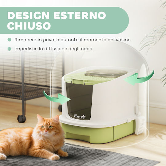 Pawhut Cat Toilet Closed Green L40.5 x W52.5 x H42.5cm