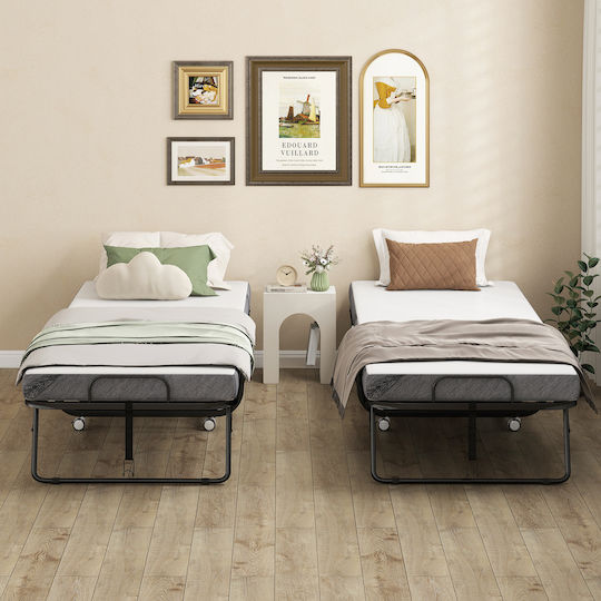 Klappbett mit Matratze 10cm Einzel Schwarz 200x90cm
