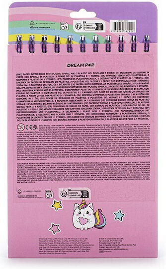 Sketchbook Tri-Coastal 5 Pens Eraser Stickers Caticorn