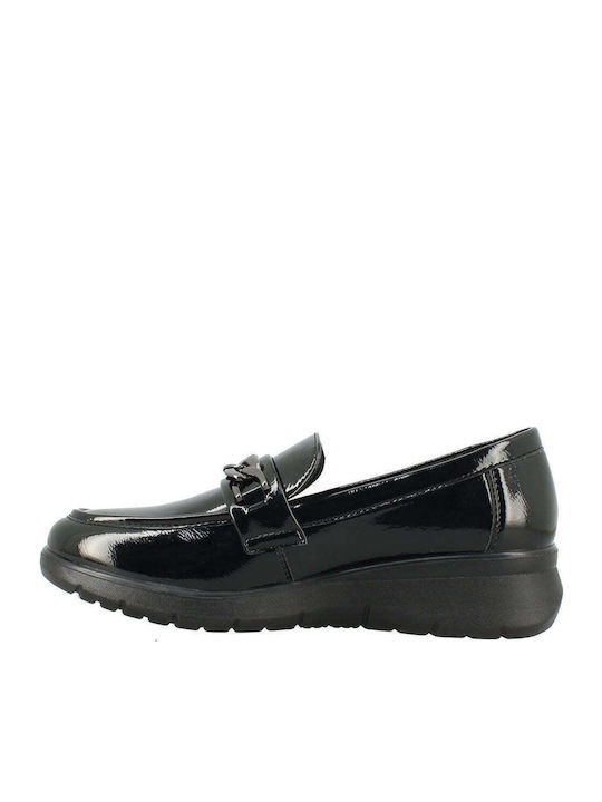 Patent Leather Women's Loafers in Black Color