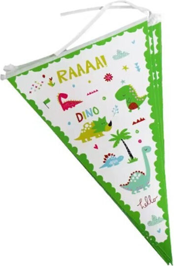 Set 10 Banner-Type Flags Flippy Dino Park Collection 28.5 X 20 Cm Made Coated Paper Multicolour