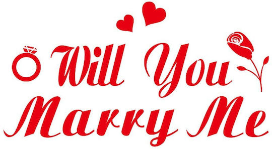 Sticker Adhesive Flippy Wedding Theme "Will You Marry Me" Script Design 21x29 Cm Red