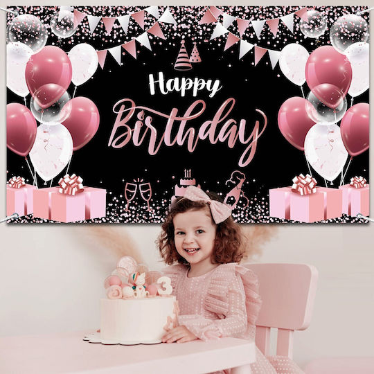 Banner Fundal Fotografic Flippy Canvas 185 X 110 Cm Cu Ata De 6 M În 4 Colțuri Negru Roz