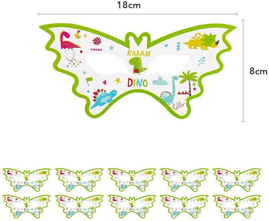 Комплект От 10 Декоративни Маски Flippy Dino Park Колекция 18 Х 8 См Картон Многоцветни