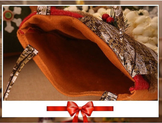 Stoff Weihnachtlich Tasche für Geschenke Braun 46x2x23cm.
