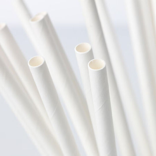 Set 100 Straws Flippy Paper 20 Cm Solid White Color