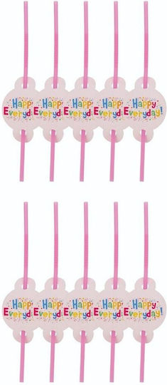 Set 10 Straws Flippy Happy Everyday Design 31 X 16 Cm Multicolor