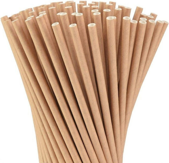 Set 100 Strohhalme Flippy Papier 20 Cm Einfarbige Kraft