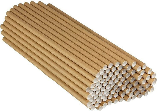 Set 100 Strohhalme Flippy Papier 20 Cm Einfarbige Kraft