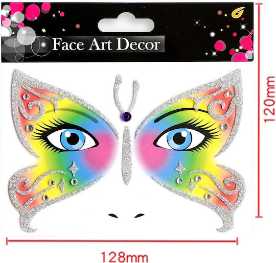 Temporary Face Sticker Flippy Makeup Face Art Halloween Theater Butterfly Design Multicolor