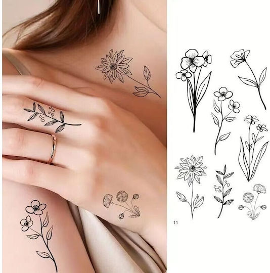 Set 30 Temporary Tattoos Flippy Water-based Design 1 Black