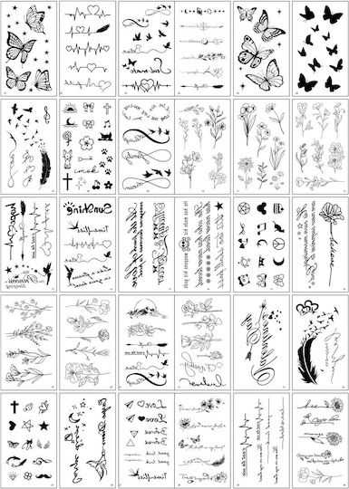 Set 30 Tatuaje Temporare Flippy Pe Bază de Apă Model 5 Negre