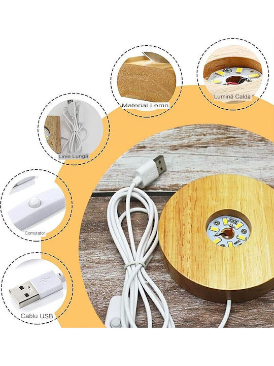 Crăciun Iluminată Ornamental Lampă facială cu Brazi Baterie 3x3cm 1buc