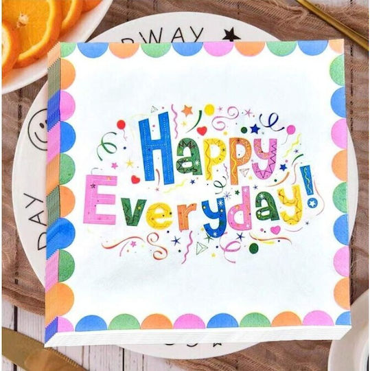 Set 20 Paper Napkins Flippy 33 X 33 Cm Happy Everyday Design Multicolor