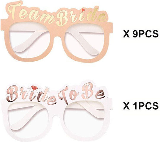 Set 10 Ochelari Flippy Tematică Petrecere Burlăcițe Echipa Miresei Design 9 Roz 1 Alb