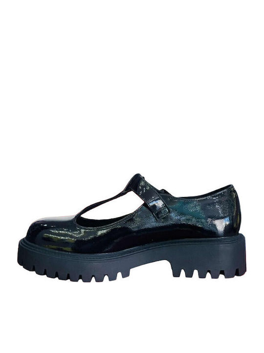 Patent Leather Ballerinas With strap Black