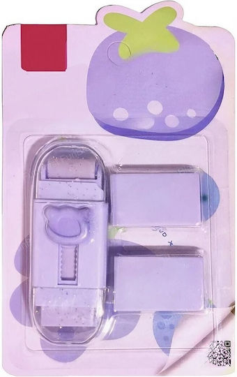 Retractable Eraser Flippy Bear Model Push-pull Adjustment Push-type Eraser Two Spare Rubber Erasers Included Purple