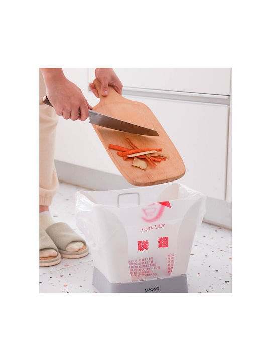 Extensible Trash Bin Flippy Plastic Adjustable Foldable Versatile Kitchen Bathroom Office Universal Bin 21x25x17 Cm White Gray
