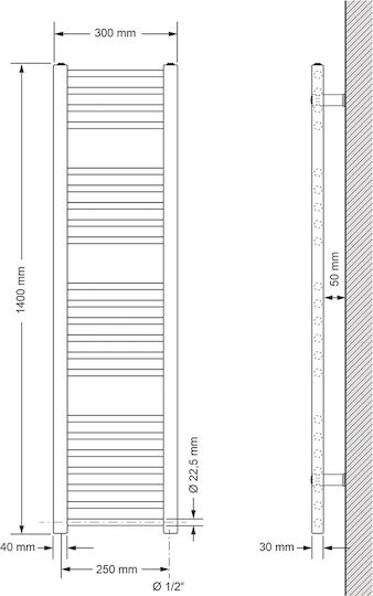 LuxeBath Electric Towel Rail 1200W 140x30cm Black