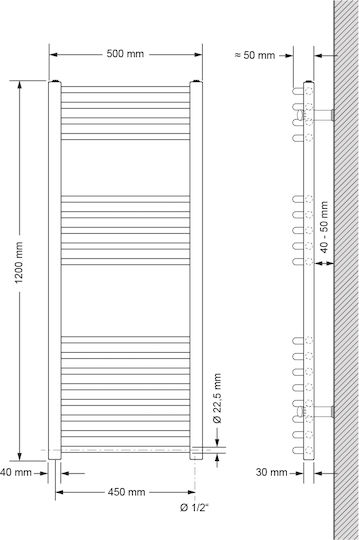 LuxeBath Електрическа закачалка за кърпи 900W 120x50см Черен