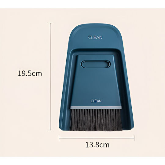 Mini Broom Dustpan Set Flippy Household Use Two Brushes Office Kitchen Home 19.5x13.8x3.6 Cm Blue