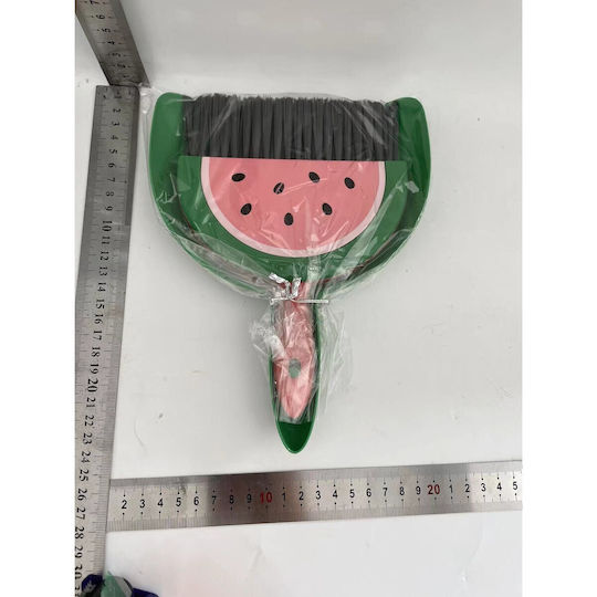 Set Mini Măturică și Farășel Flippy Mic Curățător Pentru Uz Casnic Birou Bucătărie Model Pepene Verde 23 X 18 Cm Roz-Verde