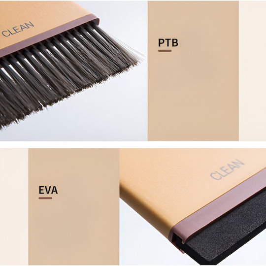 Set Mini Mătură Cu Fară Flippy Pentru Uz Casnic Două Perii Birou Bucătărie Acasă 19.5x13.8x3.6 Cm Galben
