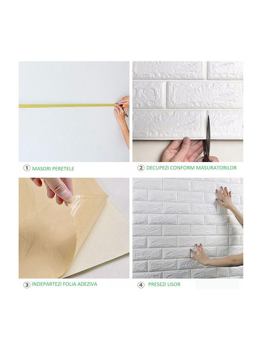 Set 10 Wandsticker Flippy Selbstklebend 70 X 77 Cm 3,5 Mm Dicke 5,3 Qm Abdeckung PVC Ziegelmuster Grau