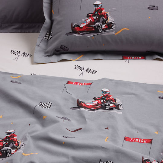 Das Home Σετ Μονά Racing Fun Grey 170x260cm