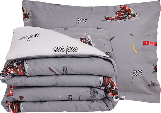 Das Home Sheet Set Single Cotton Racing Fun Grey 170x260cm 3pcs