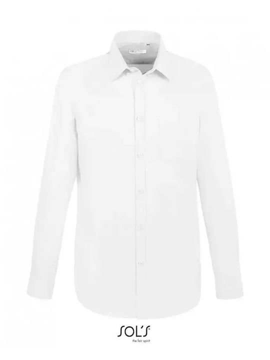 Langärmlig Baumwolle Hemd White