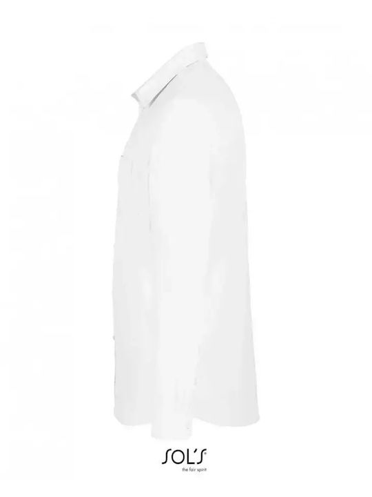 Langärmlig Baumwolle Hemd White