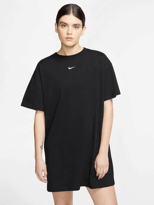Sportswear Essential Καλοκαιρινό Mini Αθλητικό Φόρεμα T-shirt Κοντομάνικο Μαύρο