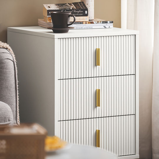 Metal White Bedside Table 40x40x63cm